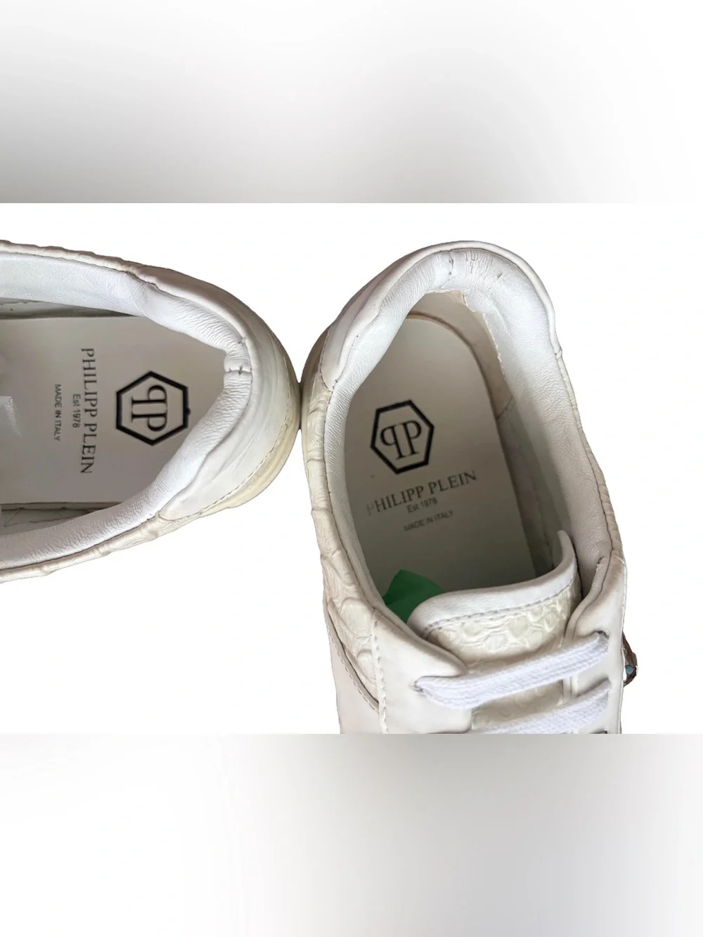 Authentic Philipp Plein Skull Low Top Sneackers White Size 40 Made in Italy